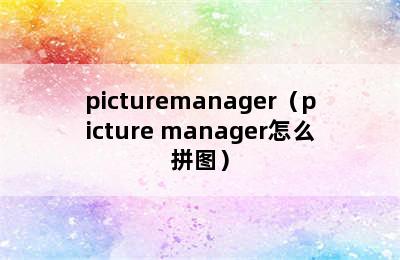 picturemanager（picture manager怎么拼图）